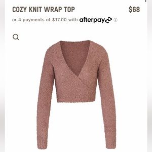 NWOT SKIMS Cozy Knit Wrap Top in Dusty Rose